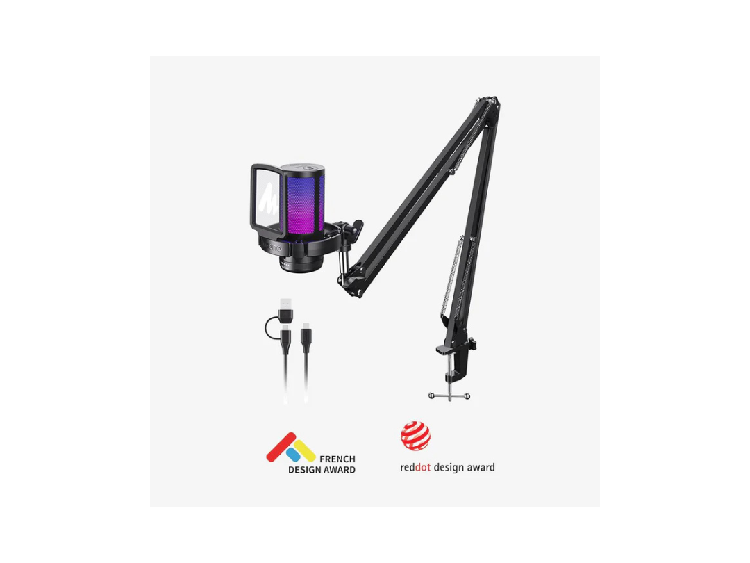 Maonocaster Condenser USB Gaming RGB Microphone With Boom Arm for Streaming – Black Maonocaster Condenser USB Gaming RGB Microphone With Boom Arm for Streaming – Black
